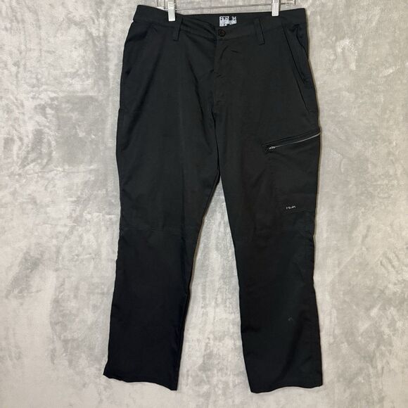 Huk Pants Mens Sz 34 Black Performance Fishing Outdoor Zip Pockets Gorpcore - Picture 1 of 9
